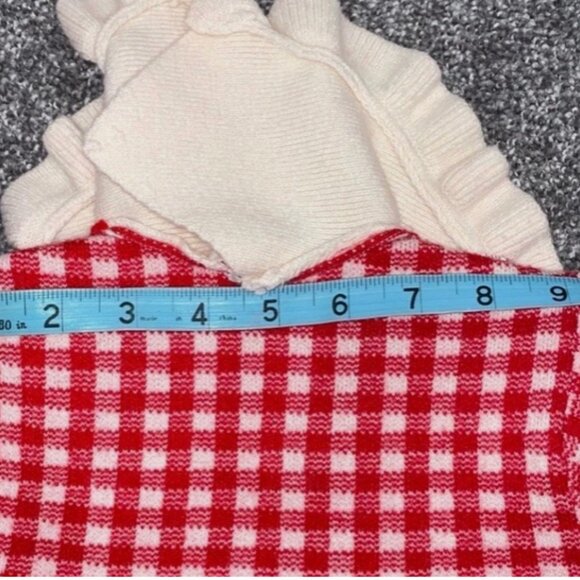 Vintage Infant Girl's Sweater Dress Red White/ Kitty 6-9 Months Cashmere Blend - Picture 10 of 13